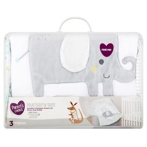 Elephant & Stars Microfiber Washable 3 pc Nursery-in-a-Bag Crib Set Unisex NEW